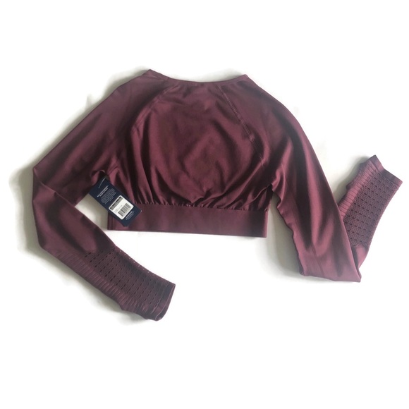 NWT Marika Long Sleeve Crop Top Maroon Rash Guard Arm Sleeves - Picture 3 of 5